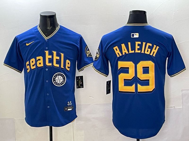 Men 2025 Seattle Mariners #29 Raleigh Blue City Edition Nike MLB Jersey style 84